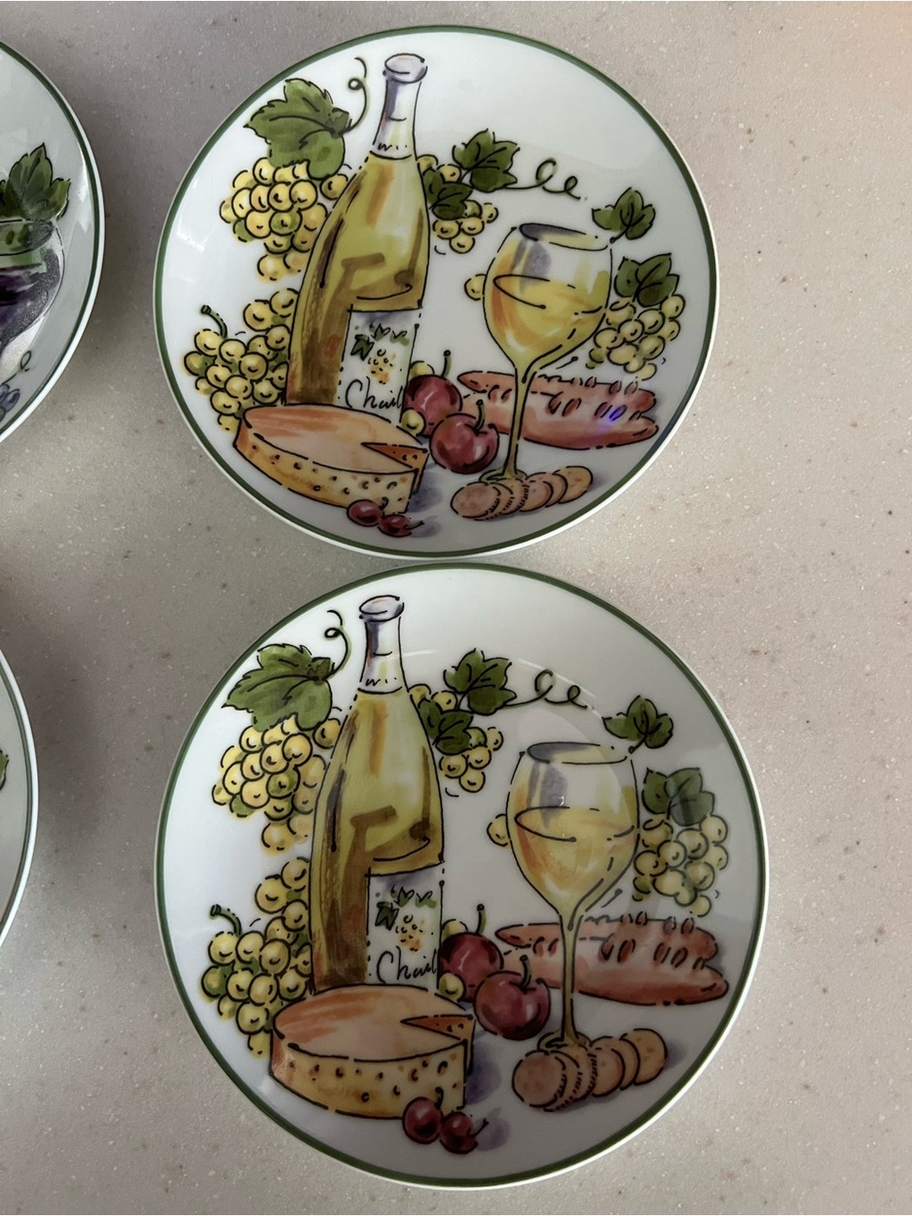 Mega Sale! Decorative Cheese & Wine Ceramic Plate set of 8 plates—NWOT! - Picture 5 of 9